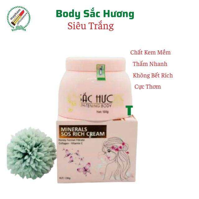 Kem BODY SẮC HƯƠNG.130g Siêu Trắng-  Thơm- Thấm Nhanh Không Bết Rít