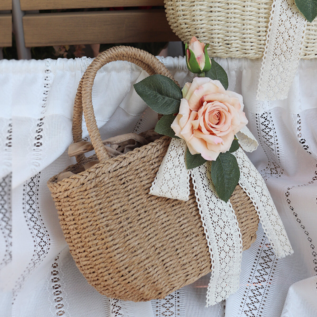 Túi Xách Mùa Hè Bằng Rơm Thủ Công Hình Hoa Túi Đeo Vai Bằng Tre Cho Ngày Lễ Biển Túi Xách Nữ Túi Xách Nhỏ Vuông Phổ Biến