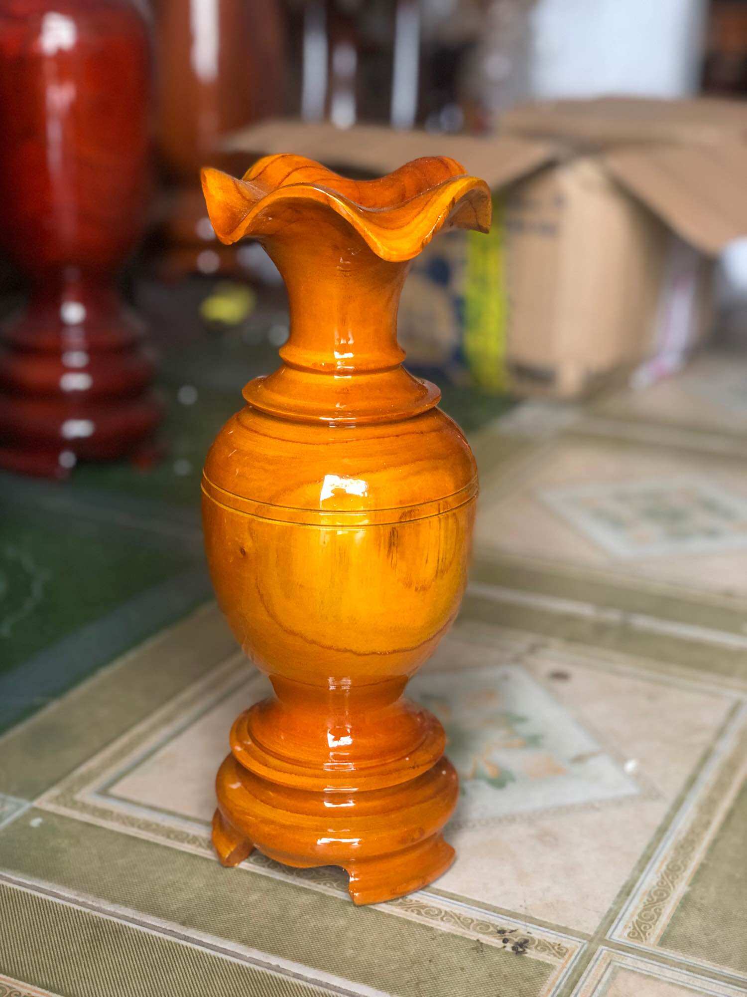 lục bình gỗ xoan đào môt đôi Kt 30-*12cm