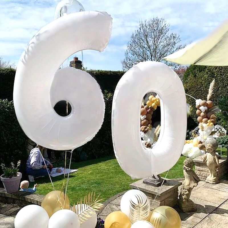 {SIZE ĐẠI~70cm} Bong bóng số sinh nhật số 0-9 màu trắng sữa