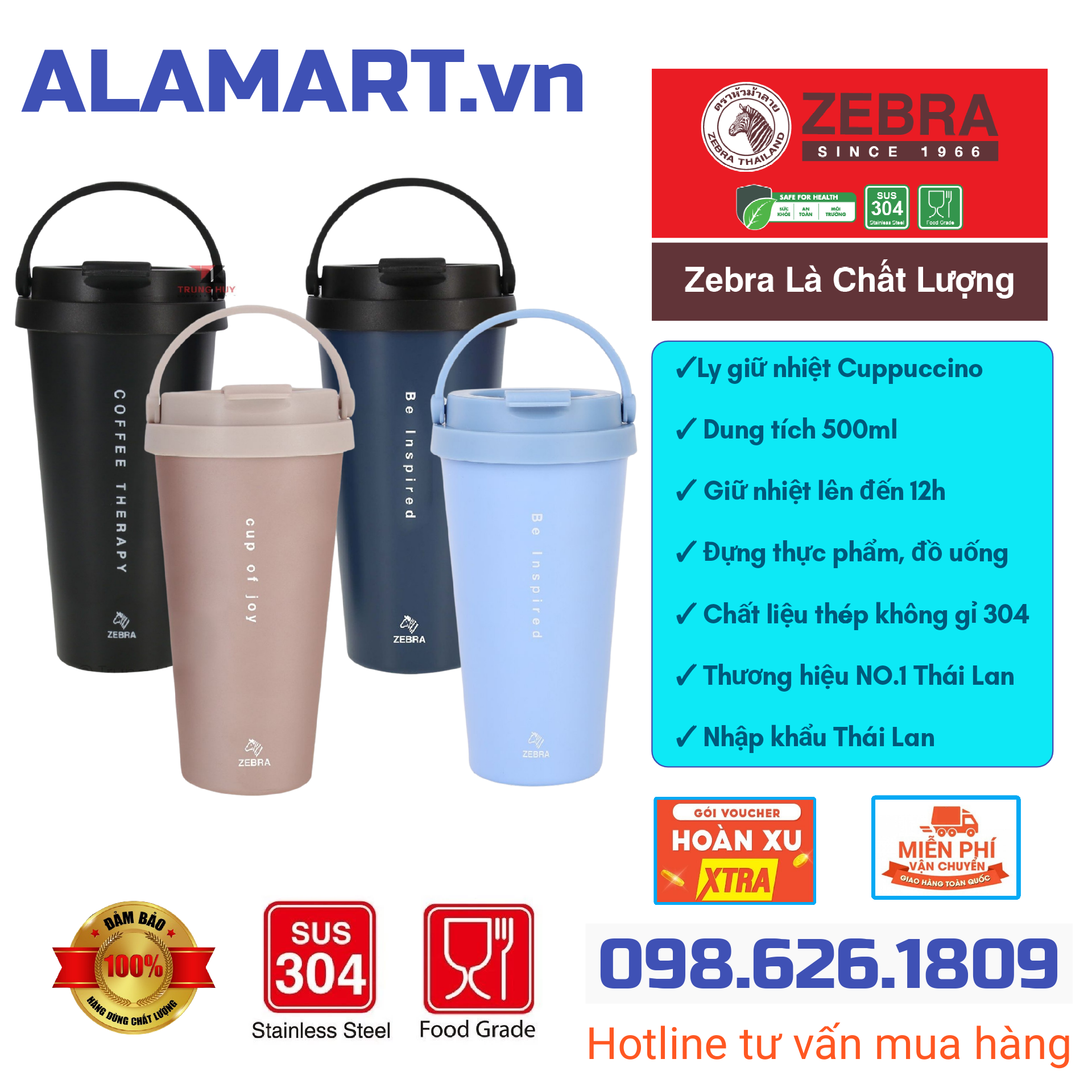 Ly giữ nhiệt zebra thái lan cuppuccino 500ml - 112703