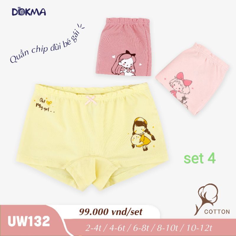 [Dokma] Set 3 chiếc QUẦN CHÍP đùi bé gái cao cấp, kháng khuẩn (size 2-8Y)