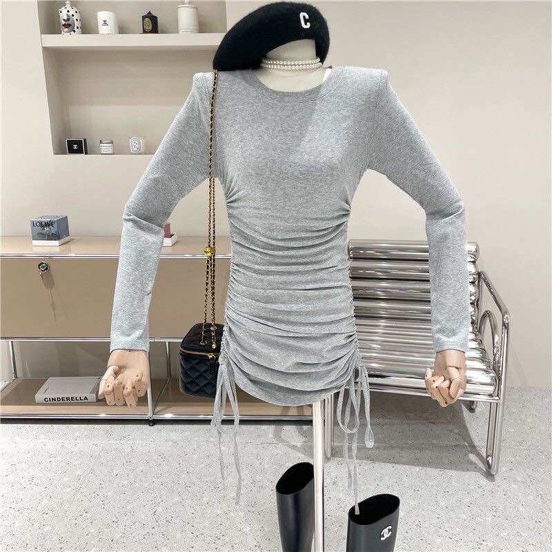 Thanh lý váy đầm ôm body tay dài dây rút