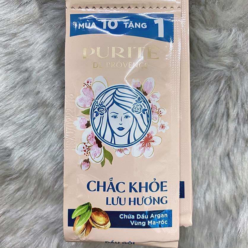 1 dây 12 gói dầu gội, dầu xả và sữa tắm purite