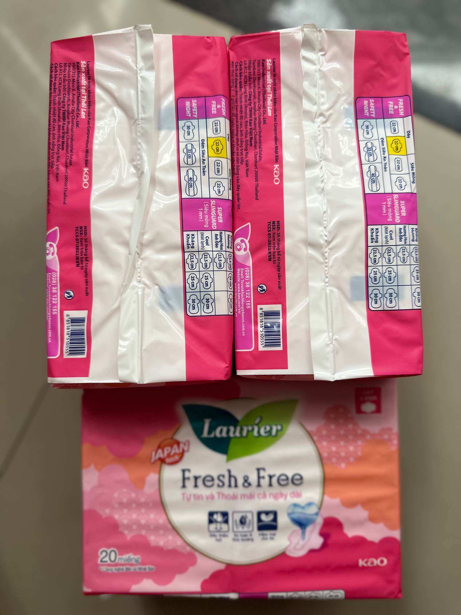 Combo of 3 Laurie Fresh&Free Sanitary Napkins (60 Pieces Day Combo)