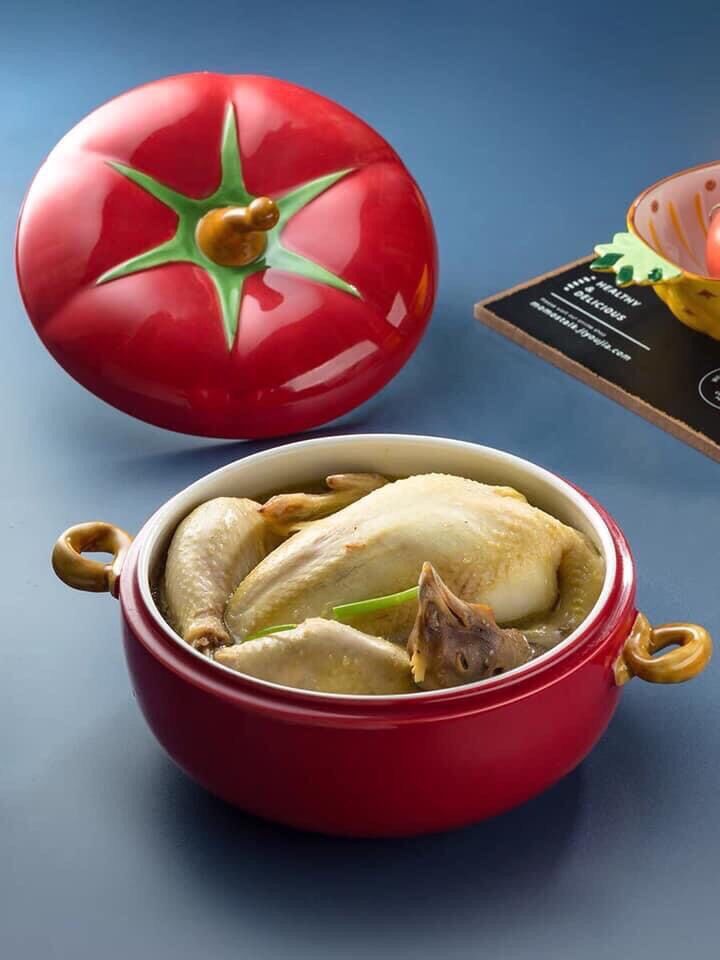Âu cà chua đựng thức ăn có nắp size to