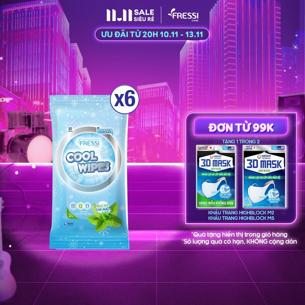 Combo 6 khăn ướt Fressi Care Cool 20 miếng
