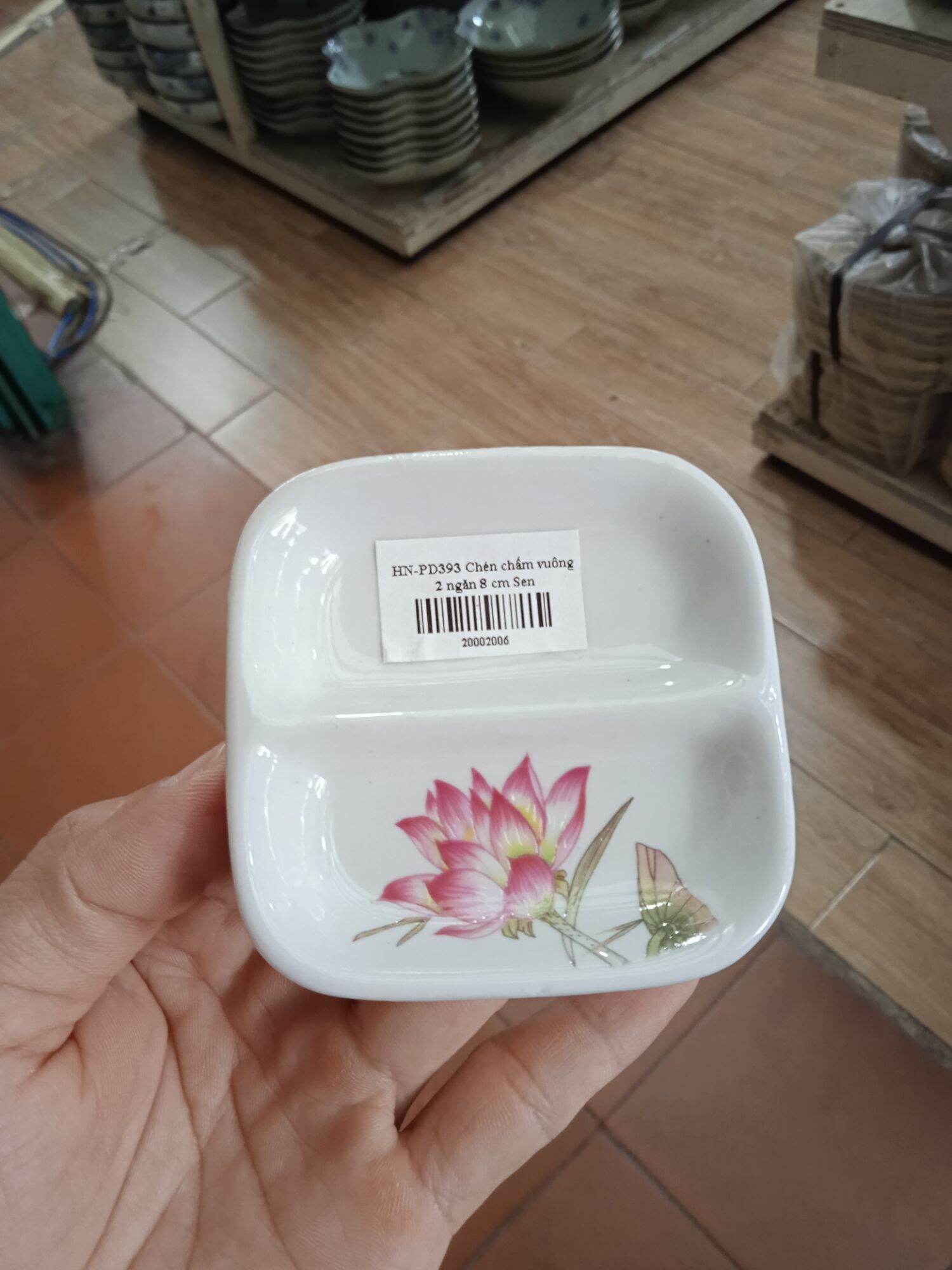 Chén chấm 2 ngăn gốm sứ