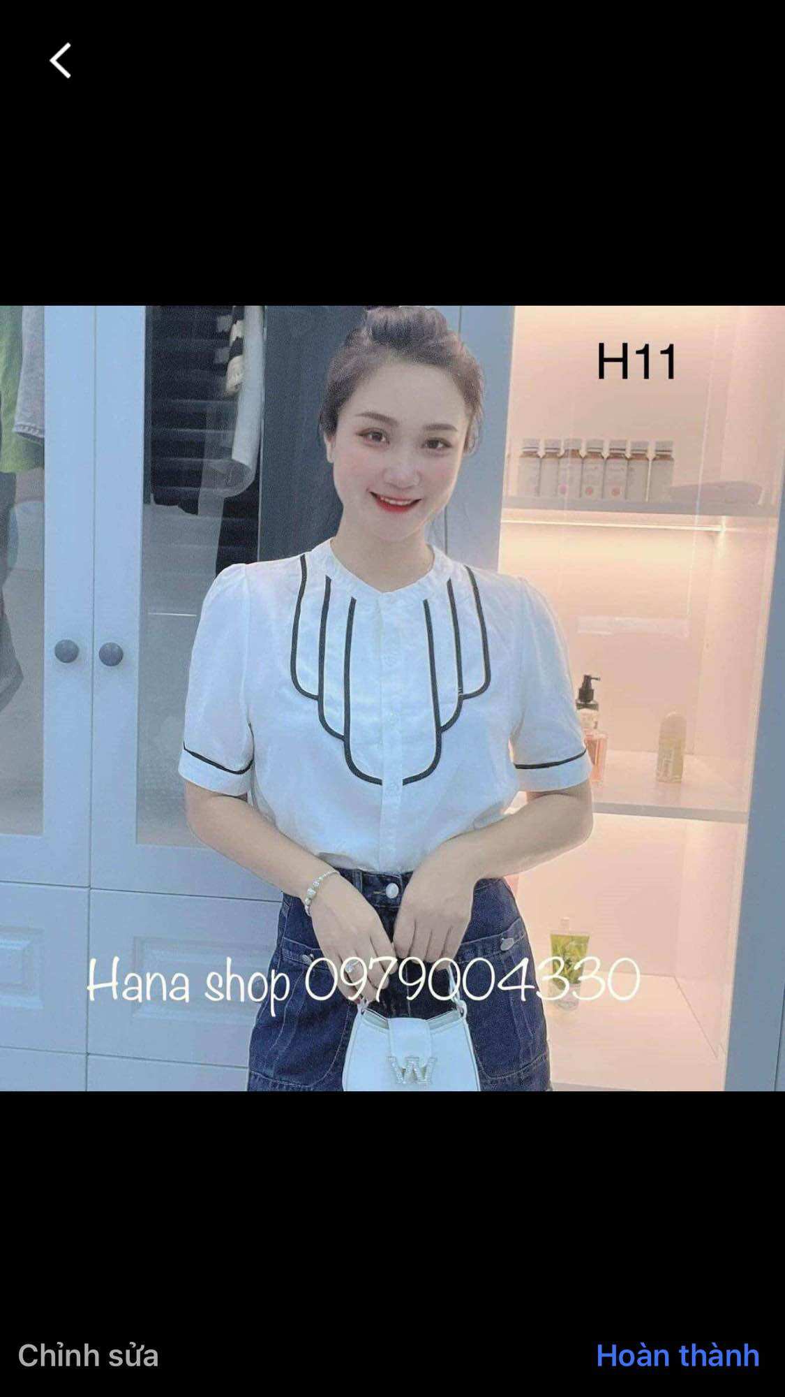 Áo sơ mi cổ trụ viền đen tay ngắn &101