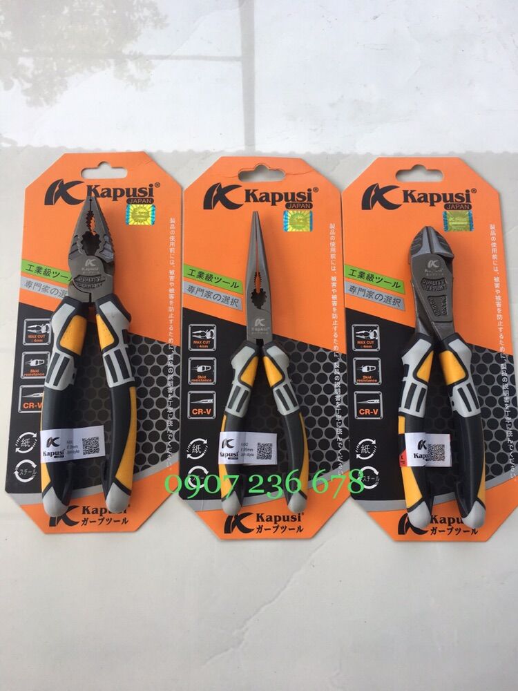 Kìm điện - kìm cắt - kìm nhọn kapusi nhật cao cấp, thép crv