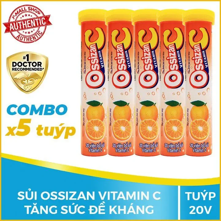 [Combo 5typ] Sủi vitamin Ossizan C vị cam bổ sung vitamin C tăng sức đề kháng