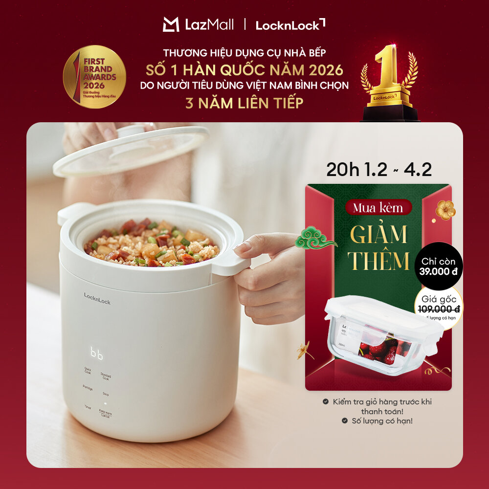 Nồi cơm điện mini Lock&Lock Bianco mini rice cooker Màu ngà EJR314IVY đa chức năng giữ ấm hẹn giờ ph