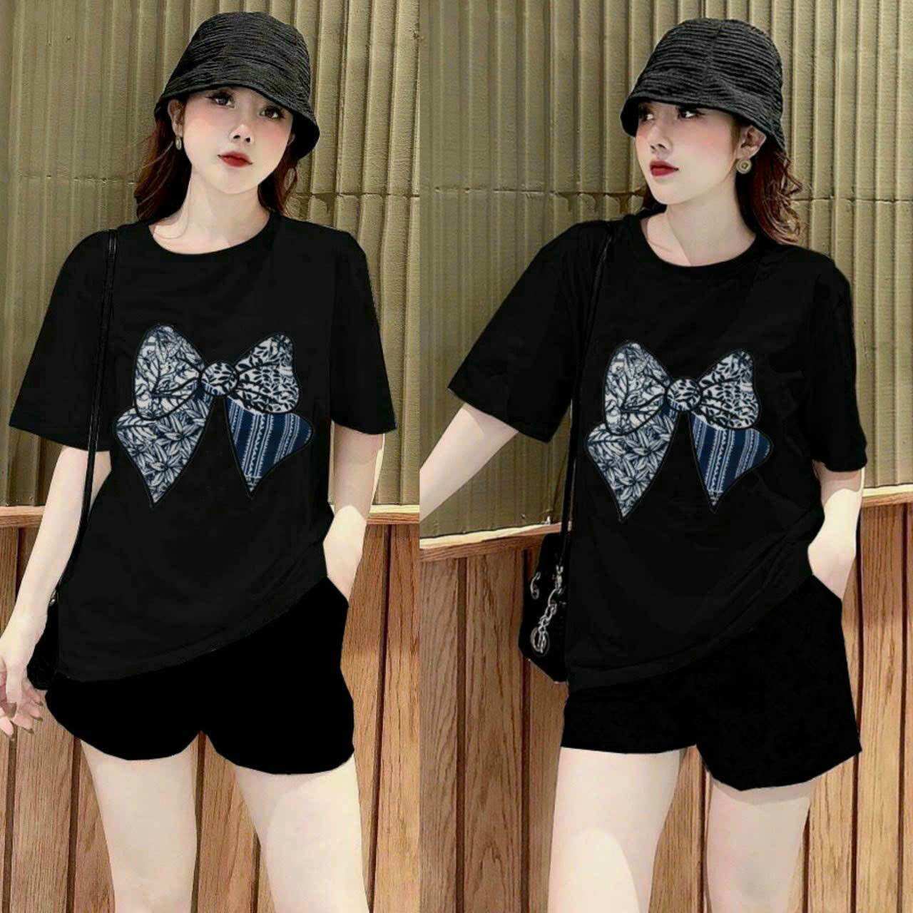 Hoàn tiền 15% - sét bộ short cotton thêu nơ cực đẹp