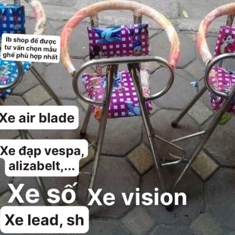 Ghế cho bé ngồi xe đạp, các loại xe ga, xe số bằng sắt sơn