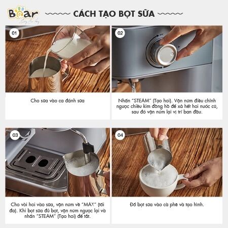 [Chính Hãng] Máy Pha Cà Phê Espresso Bán Tự Động cho Gia Đình BEAR CF-B15V1