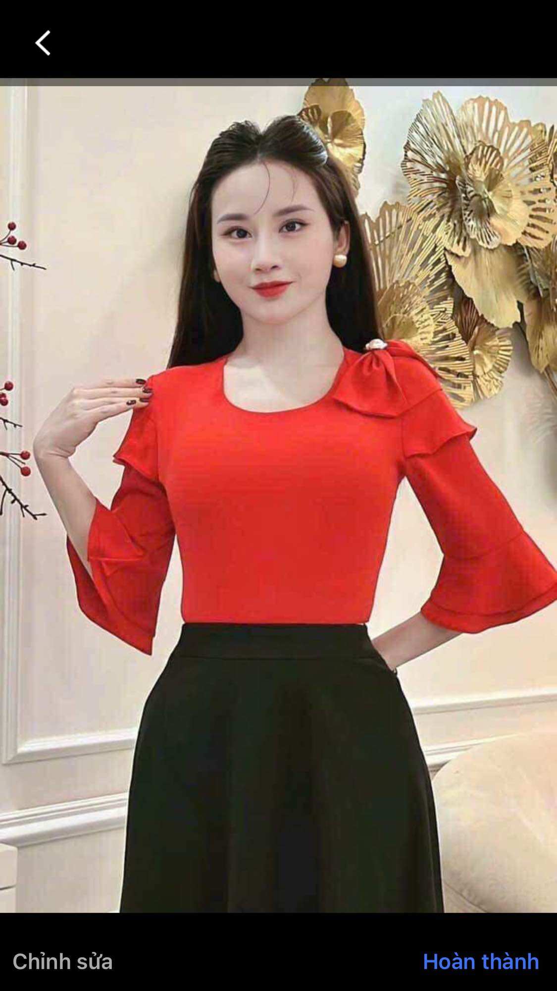 Áo cổ tròn tay loa chất liệu vải mango Ao1