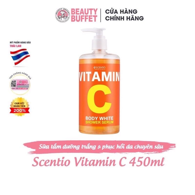 [Hcm]Sữa Tắm Trắng Và Làm Mờ Vết Thâm Da Scentio Vitamin C Body White Shower Serum 450Ml