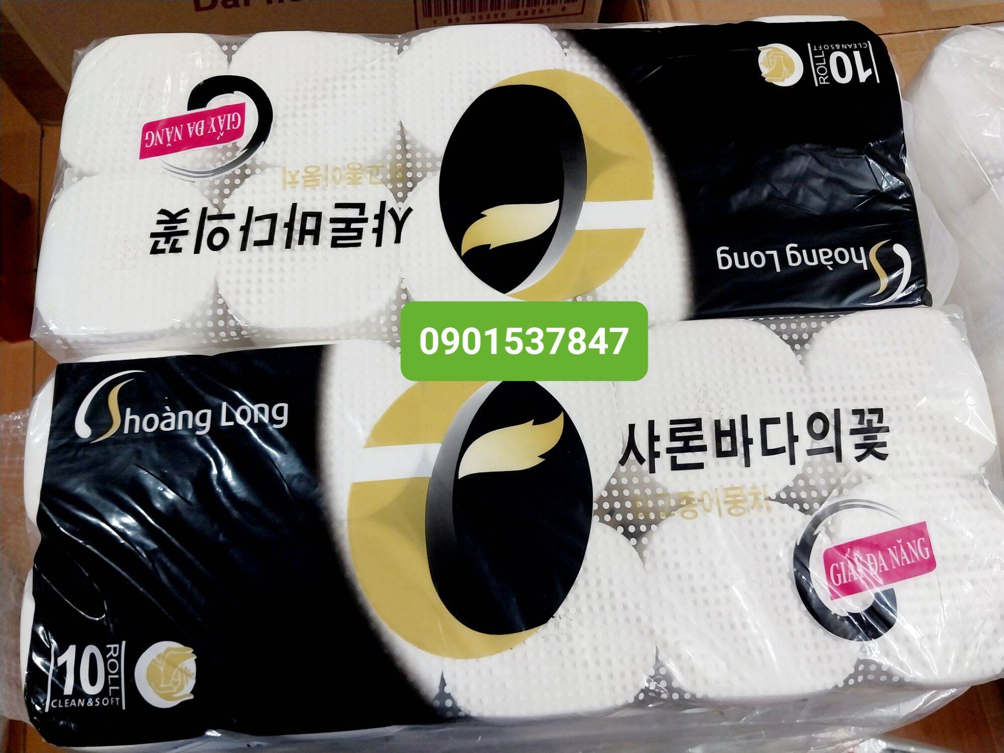 Lóc 10 Cuộn Giấy Hoàng Long mịn dai công nghệ Hàn Quốc.