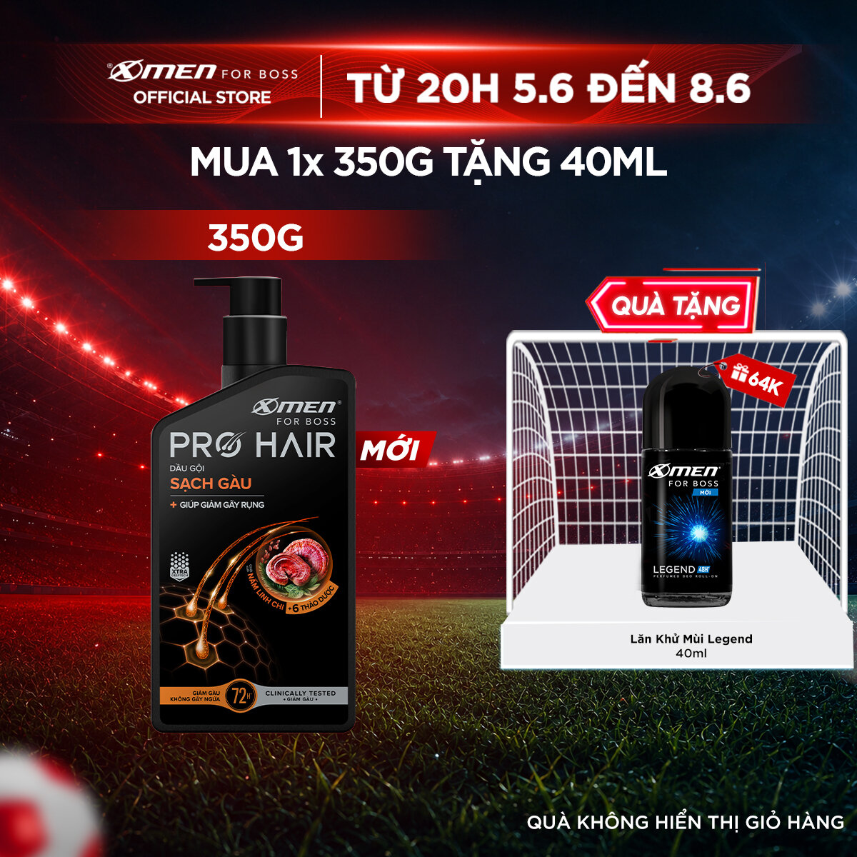 [MỚI][COMBO MUA 1 TẶNG 1] Dầu gội thảo dược Xmen for Boss Pro Hair Ngăn gãy rụng tóc/Sạch Gàu 350g + Tặng Lăn Legend 40ml - Chiết xuất thảo dược