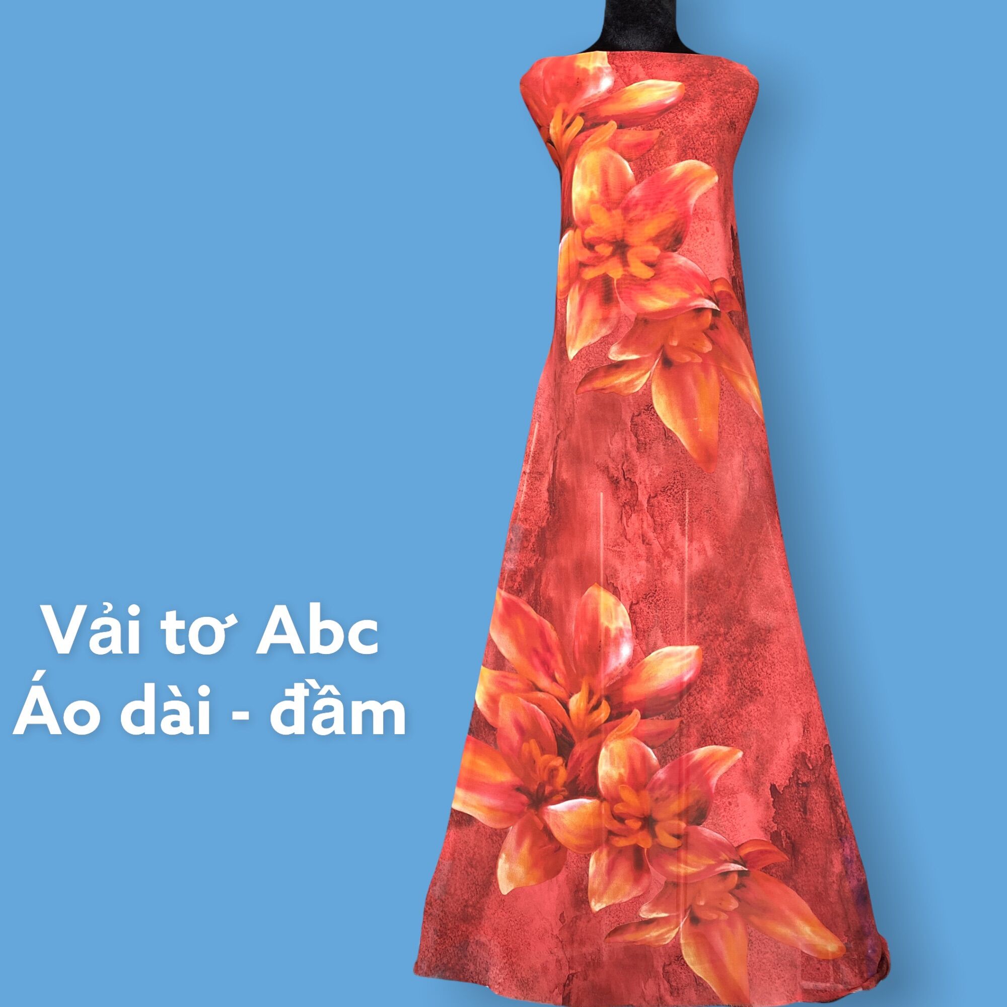 Vải tơ abc may áo dài đầm hoa lớn ms21103