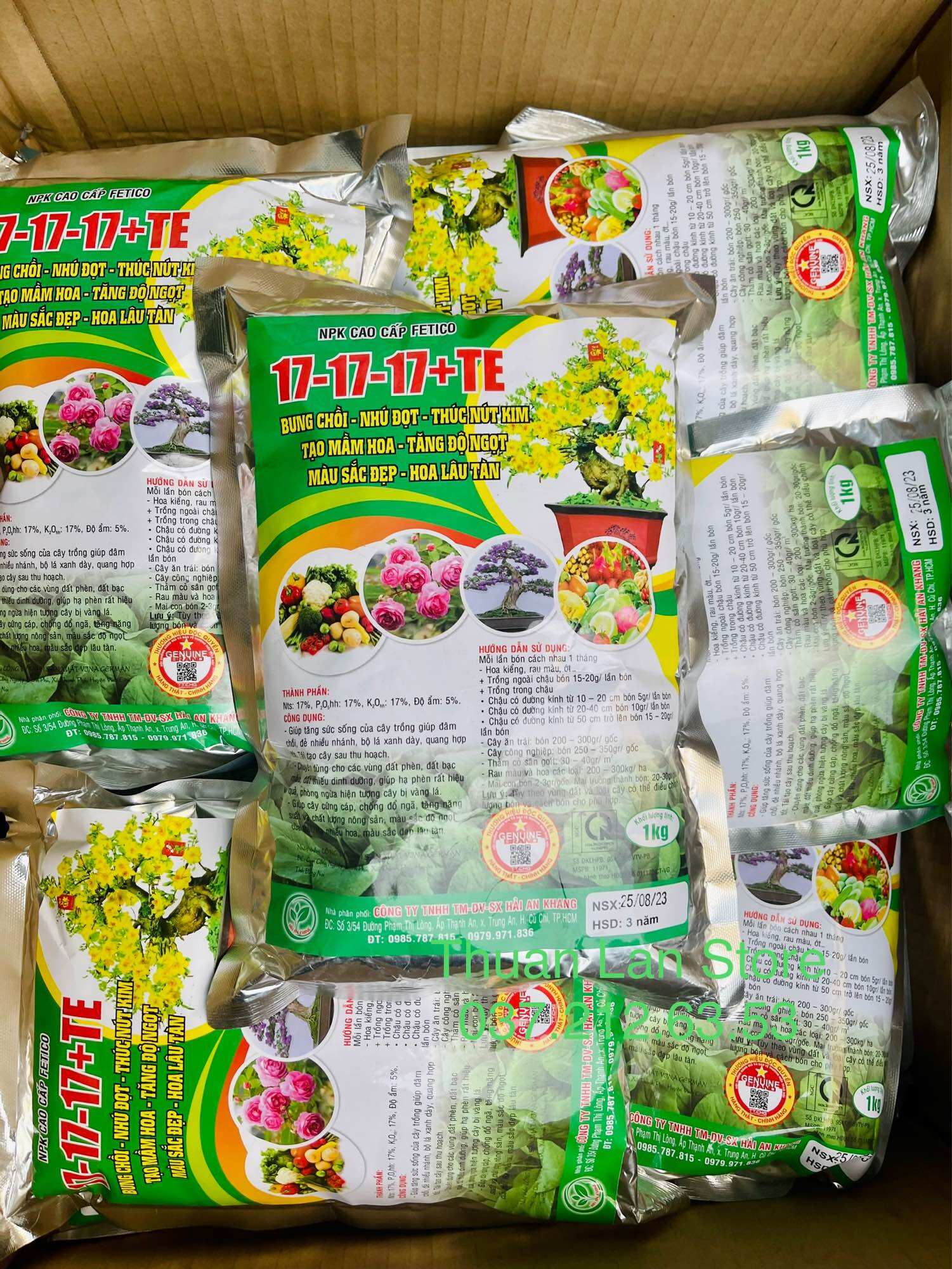 Phân bón gốc cao cấp npk 17-17-17+te gói 1kg