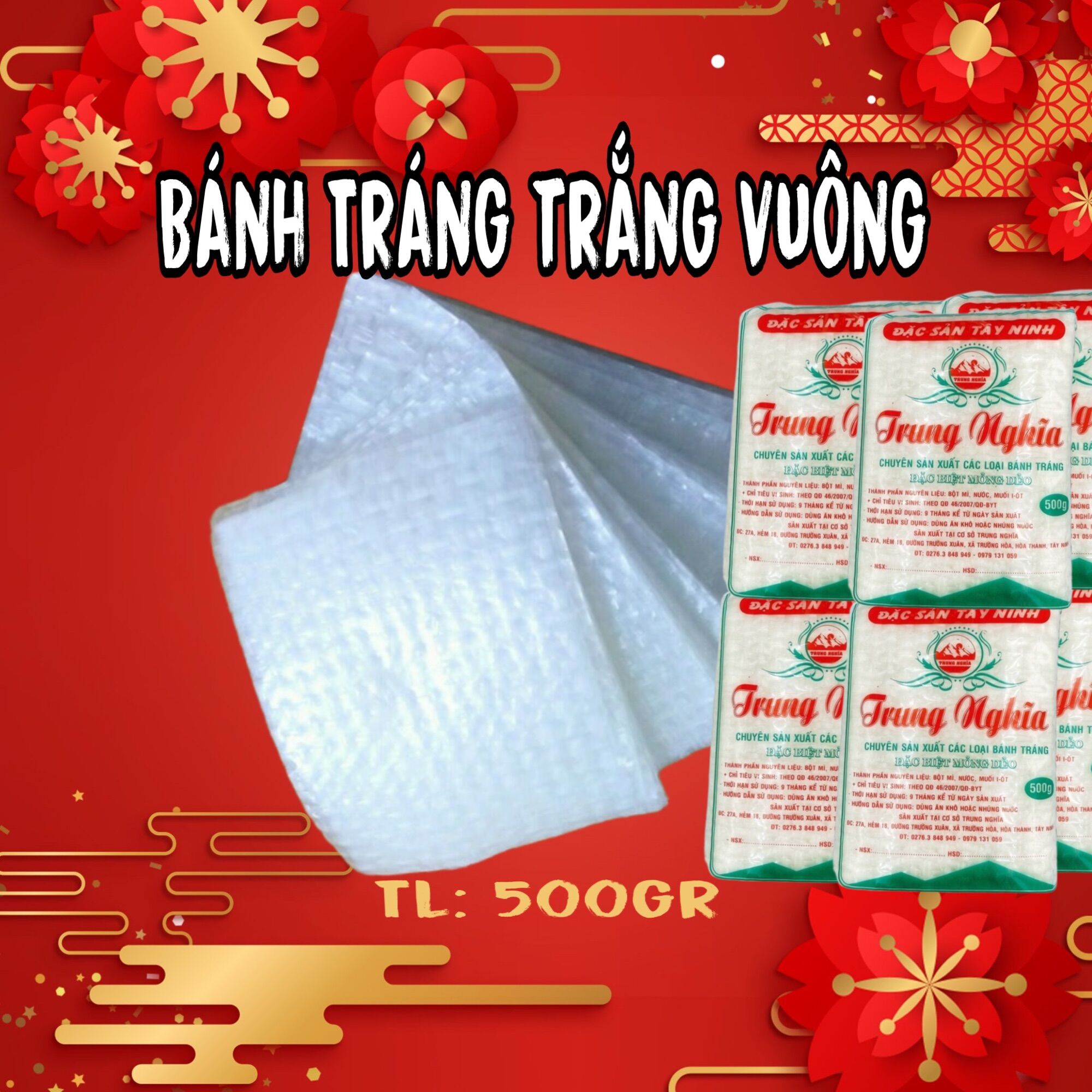 Bánh tráng trắng vuông siêu ngon trung nghĩa