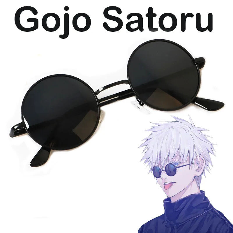 Jujutsu Kaisen Gojo Satoru Cosplay Kính Đen Phong Cách Khoa Học Viễn Tưởng Khung Tròn Kính Mắt Nam N