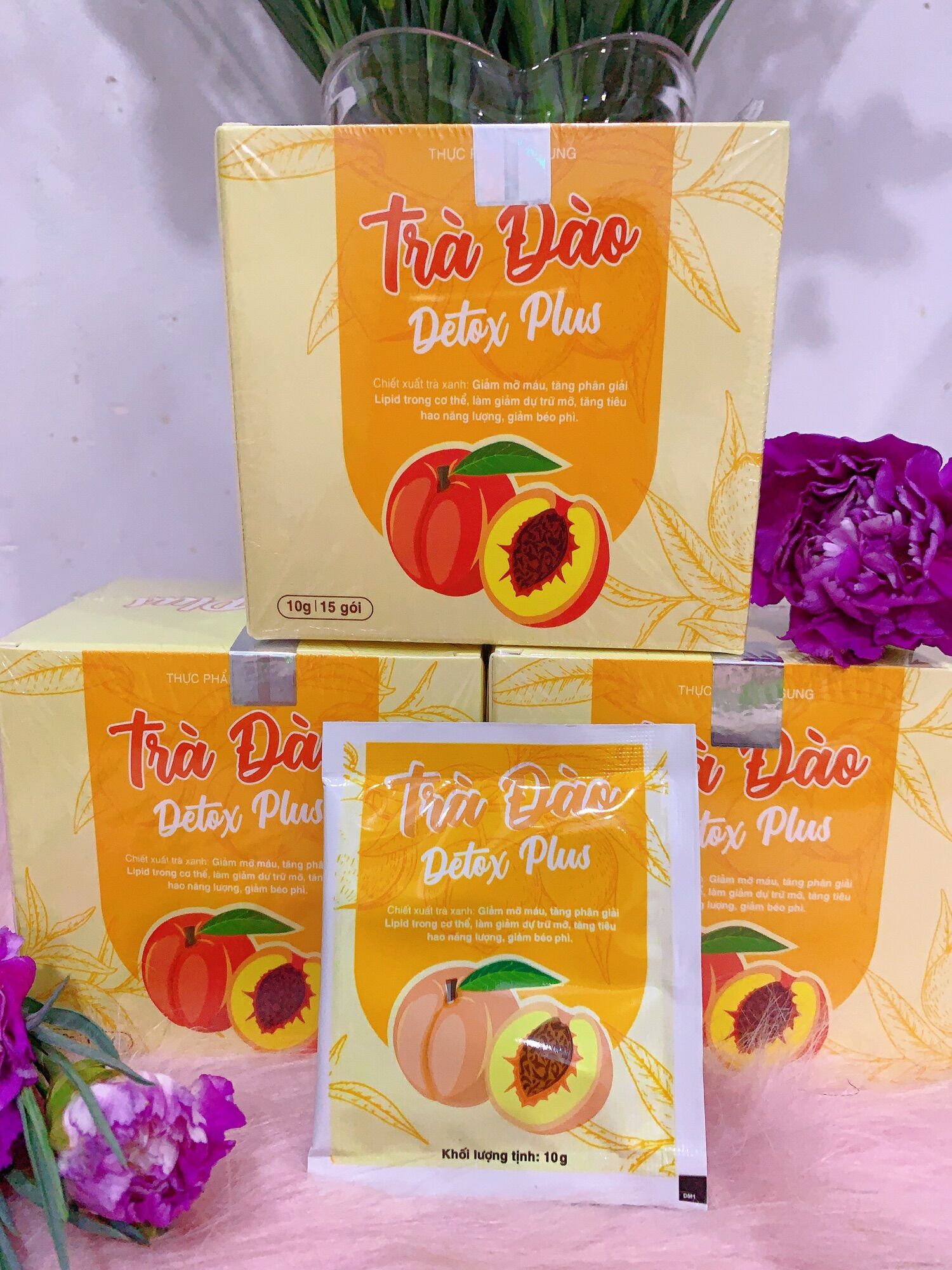 Combo 10 hộp trà đào detox plus