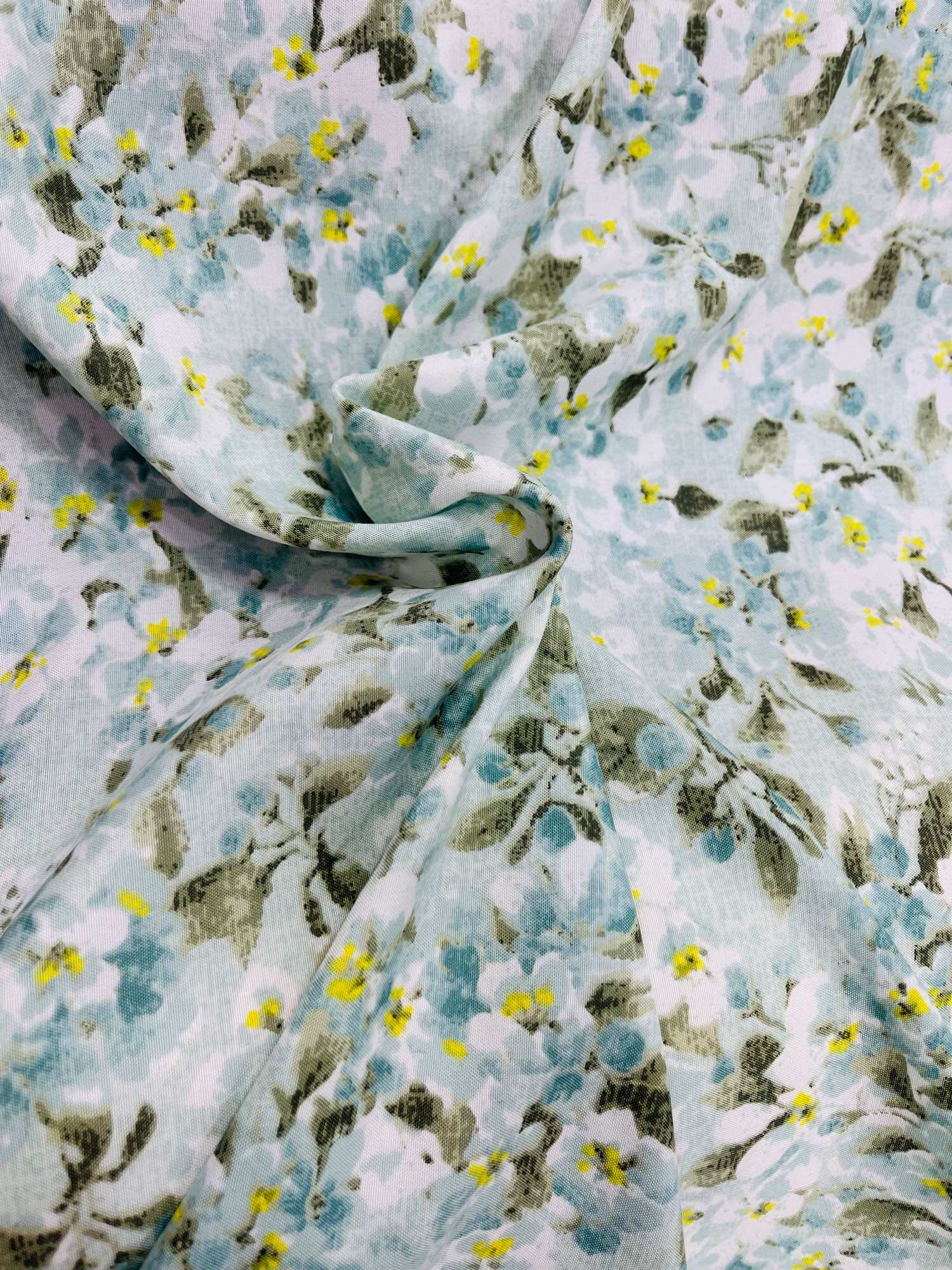 [HCM] Vải cotton lụa Hàn quốc, chất liệu cao cấp, mềm mịn, hoạt tiết hoa nhiều mẫu lạ, khổ 1m4 (1 mét)