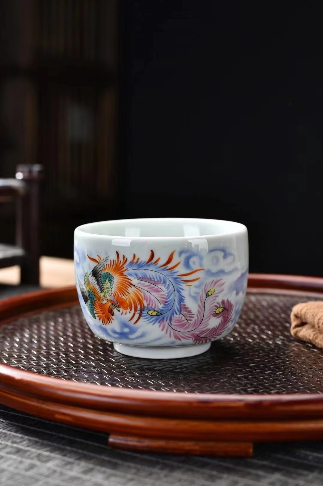 Cốc trà cốc đôi cặp đôi long phượng gốm sứ cốc chủ nhân cốc đơn cốc trà cốc trà cốc trà cao cấp cổ điển màu chiến đấu