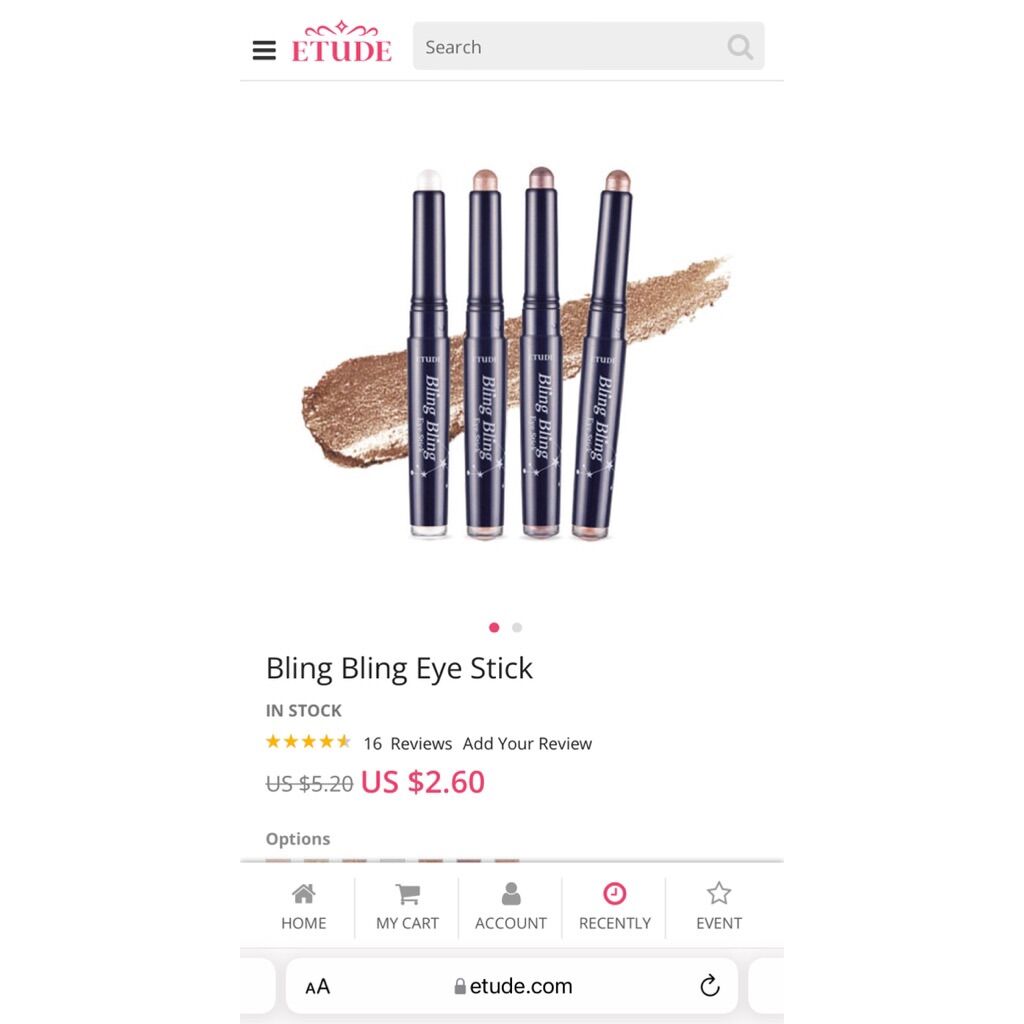 (HSD 08/2026) Màu mắt Etude Bling Bling Eye Stick 1.4g