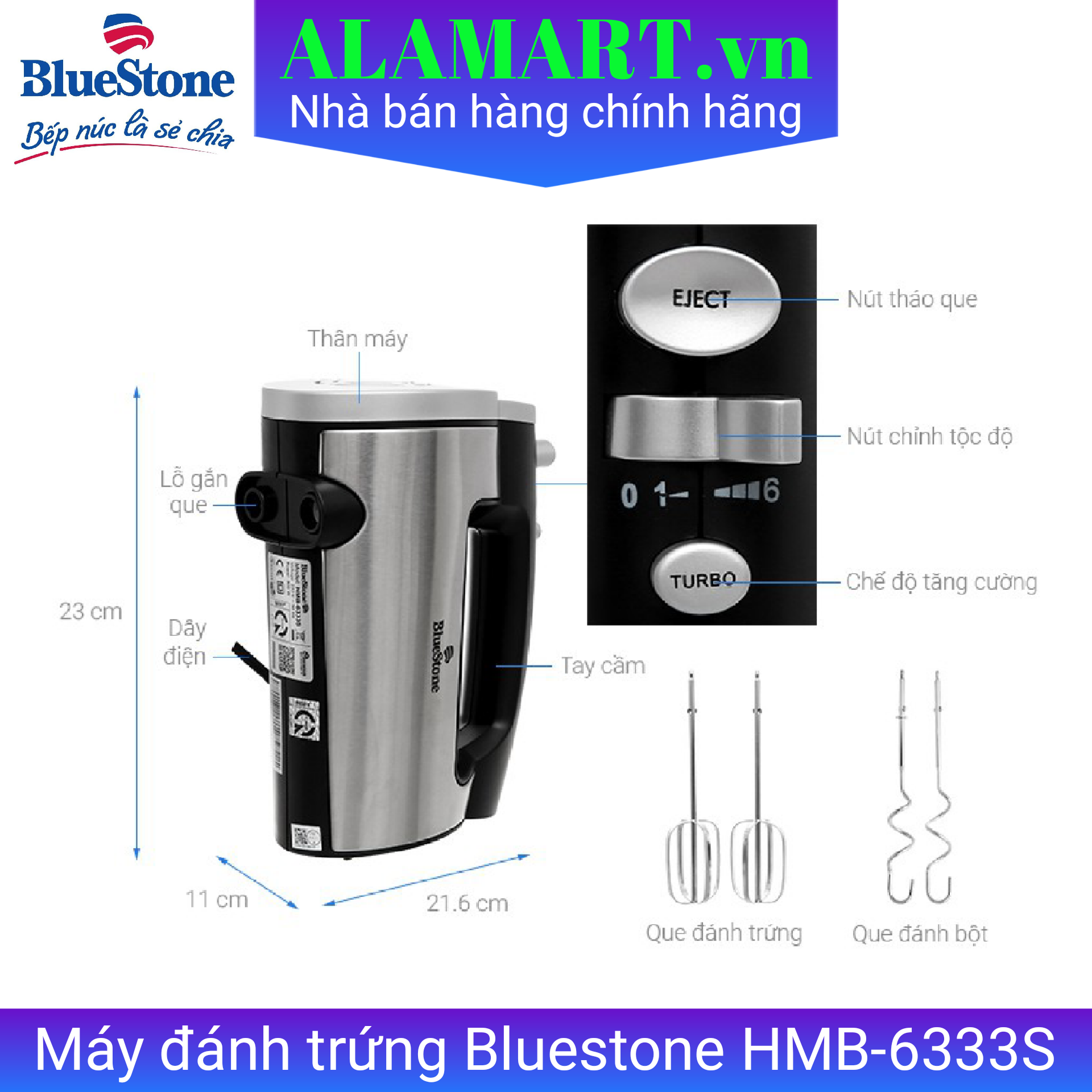 Máy đánh trứng Bluestone HMB-6333S 300W