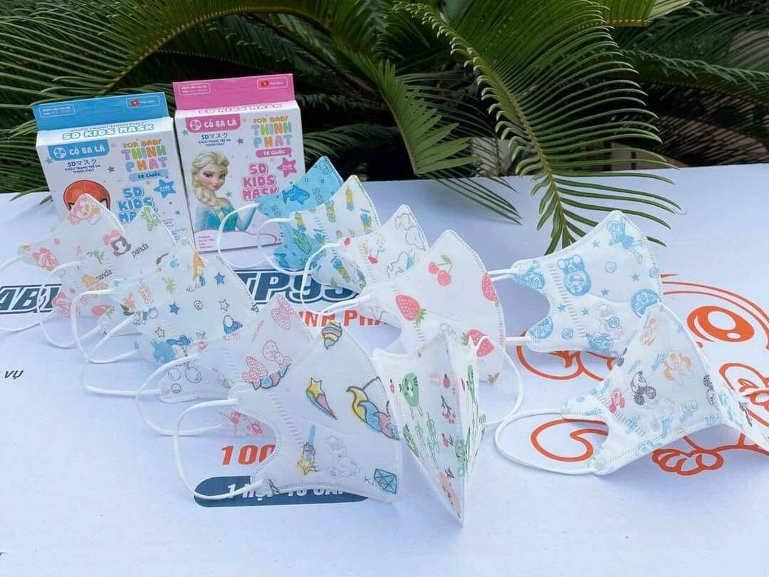 10 hôp khẩu trang 5d cho trẻ em hình công chúa eosa và siêu nhân
