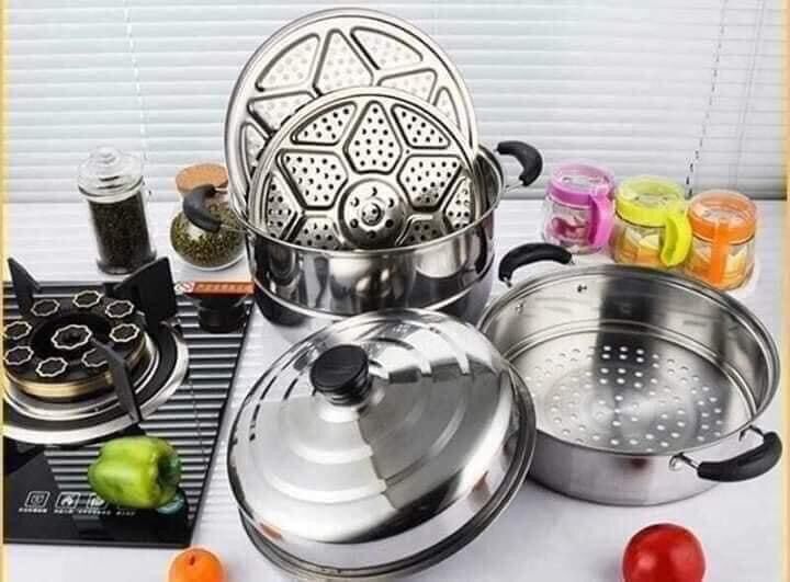 Nồi hấp 3 tầng inox 28cm