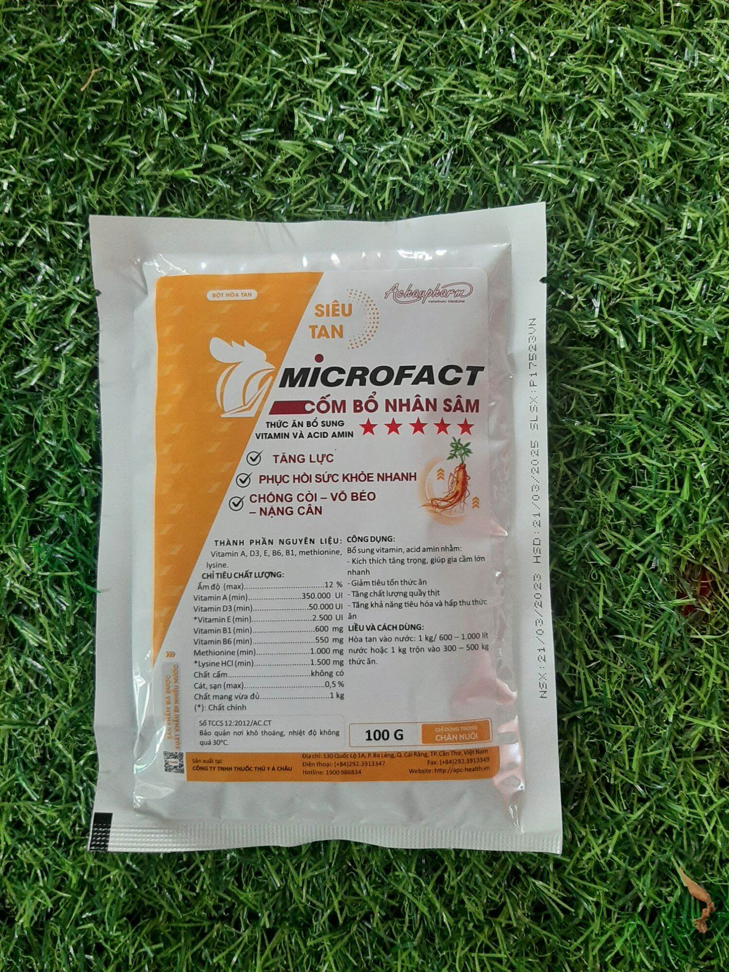 MICROFACT 100g CỐM BỔ NHÂN SÂM TĂNG LỰC - TĂNG ĐỀ KHÁNG CHO GÀ