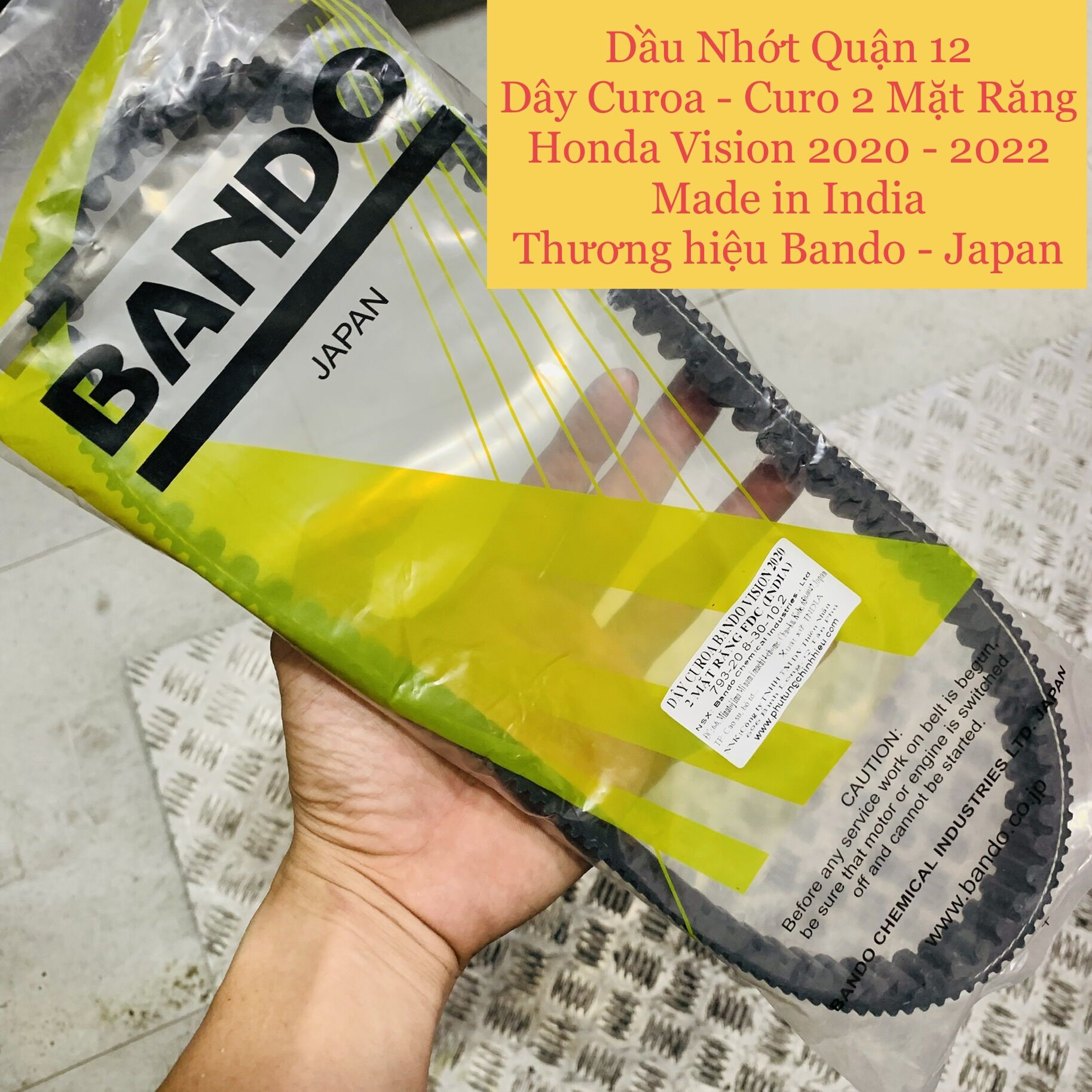 Honda vision đời 2020 - 2022 dây curoa - curo bando 2 mặt răng made in india thương hiệu bando - japan