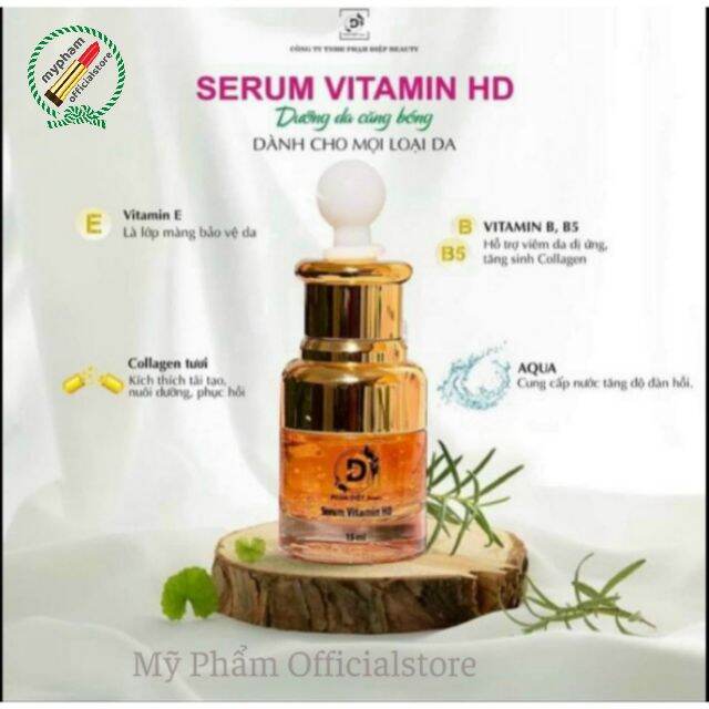Serum vitamin hd, dưỡng trắng, căng bóng, giúp giảm nhăn da, ngăn ngừa lão hóa, se khít lỗ chân lông, mịn da, 15ml