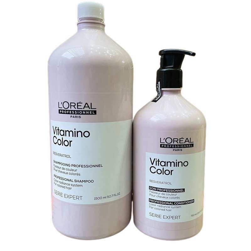 Cặp gội xả dưỡng màu tóc nhuộm L'oreal Vitamino Color 1500ml/750ml