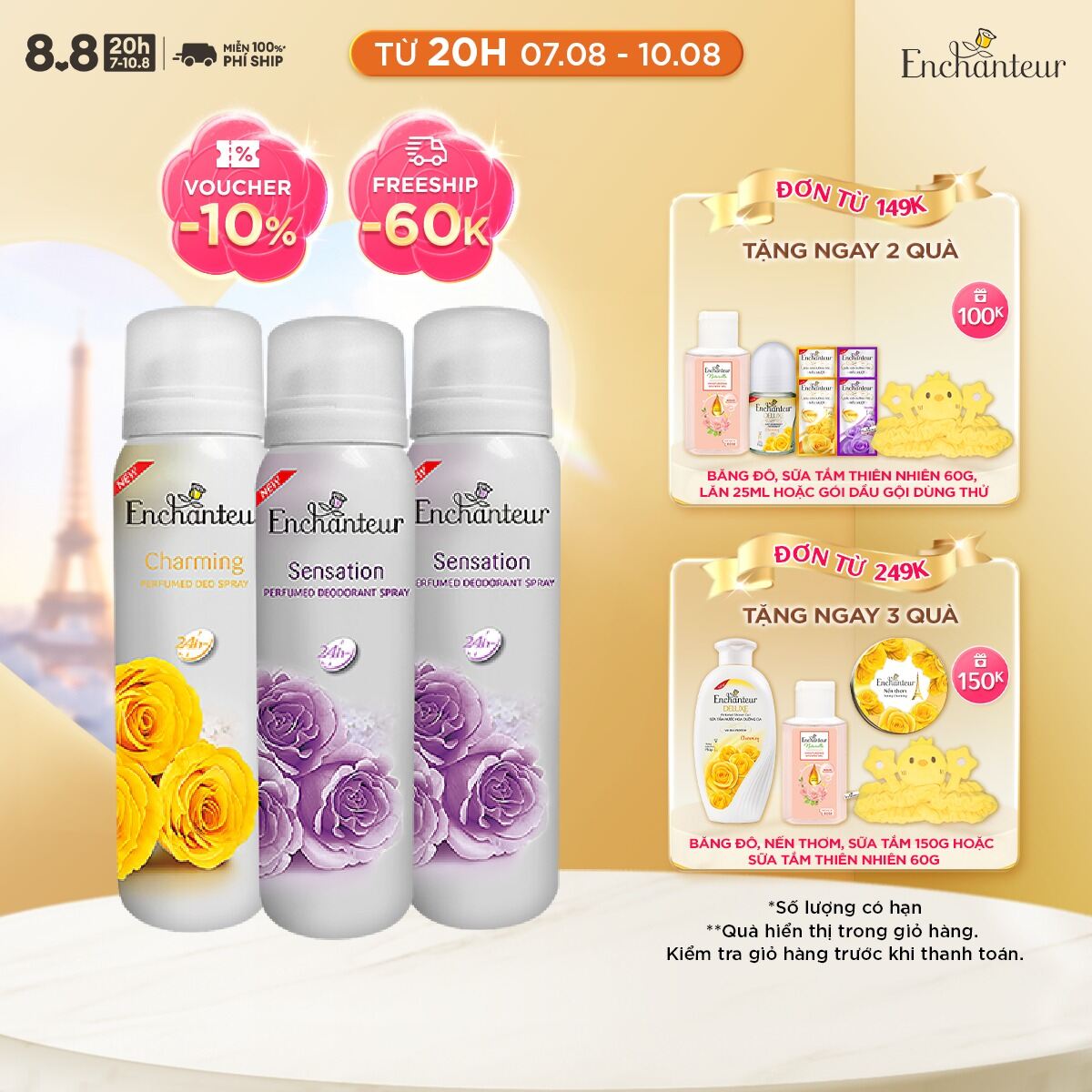 Combo 3 Xịt Khử mùi Charming và Sensation 150ml/Chai