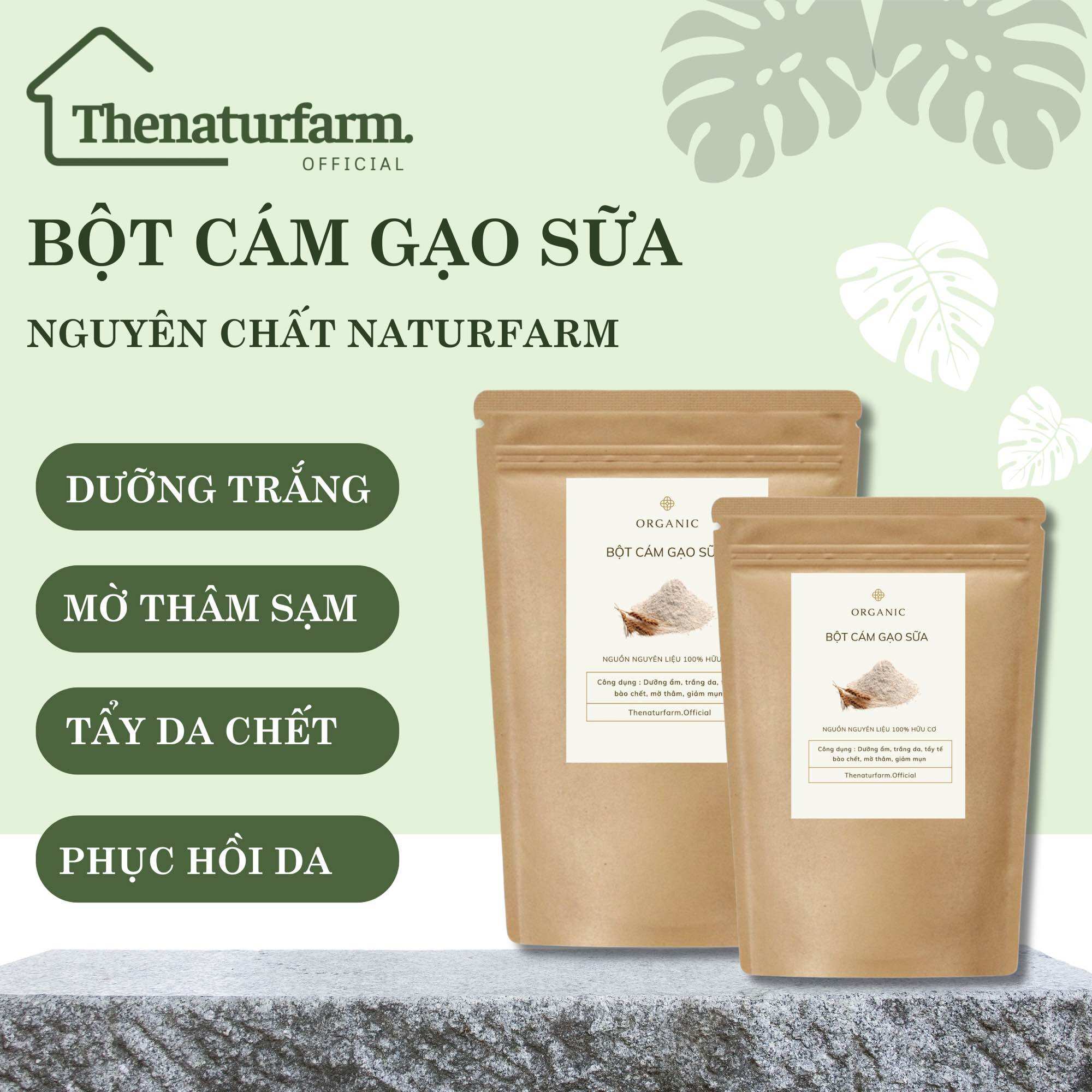Bột cám gạo sữa hữu cơ naturfarm [ 1KG ] dưỡng trắng, mờ thâm sạm