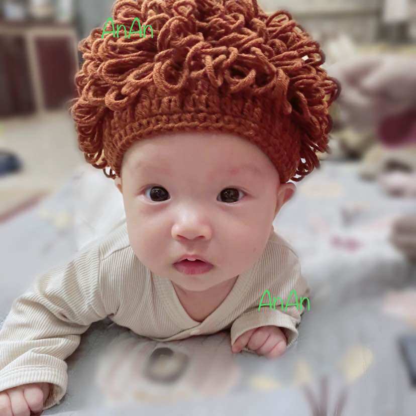 Mũ len tóc xù phong cách Hàn Quốc cho bé (Miễn phí gắn tên theo yêu cầu)