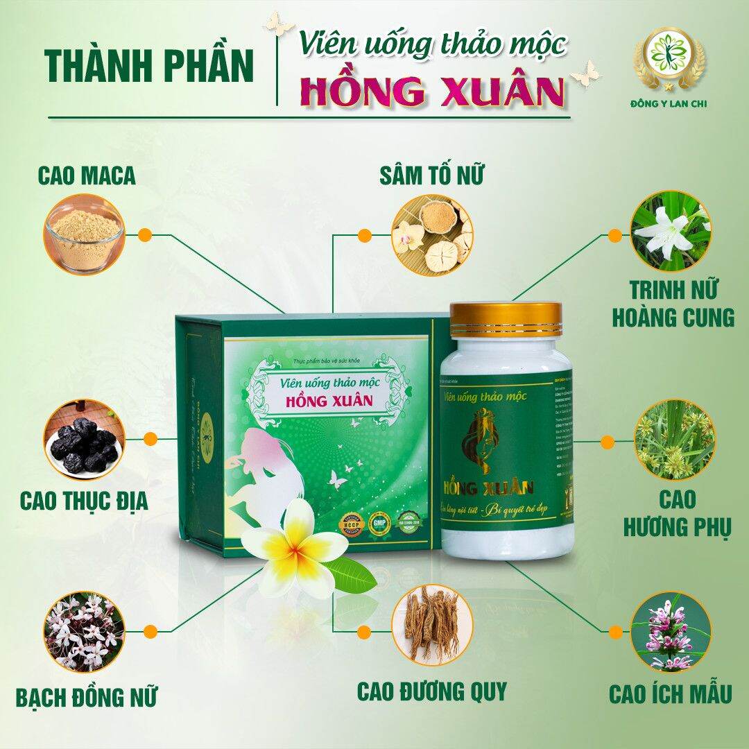 Hồng Xuân Lan Chi : nội tiết tố nữ, estrogen, hỗ trợ đi ều kinh, hiem muon,