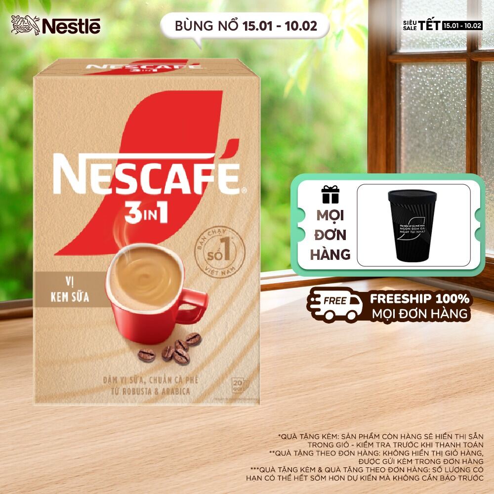 [FREESHIP TOÀN QUỐC] Cà phê hòa tan NESCAFÉ 3IN1 VỊ KEM SỮA 20 gói