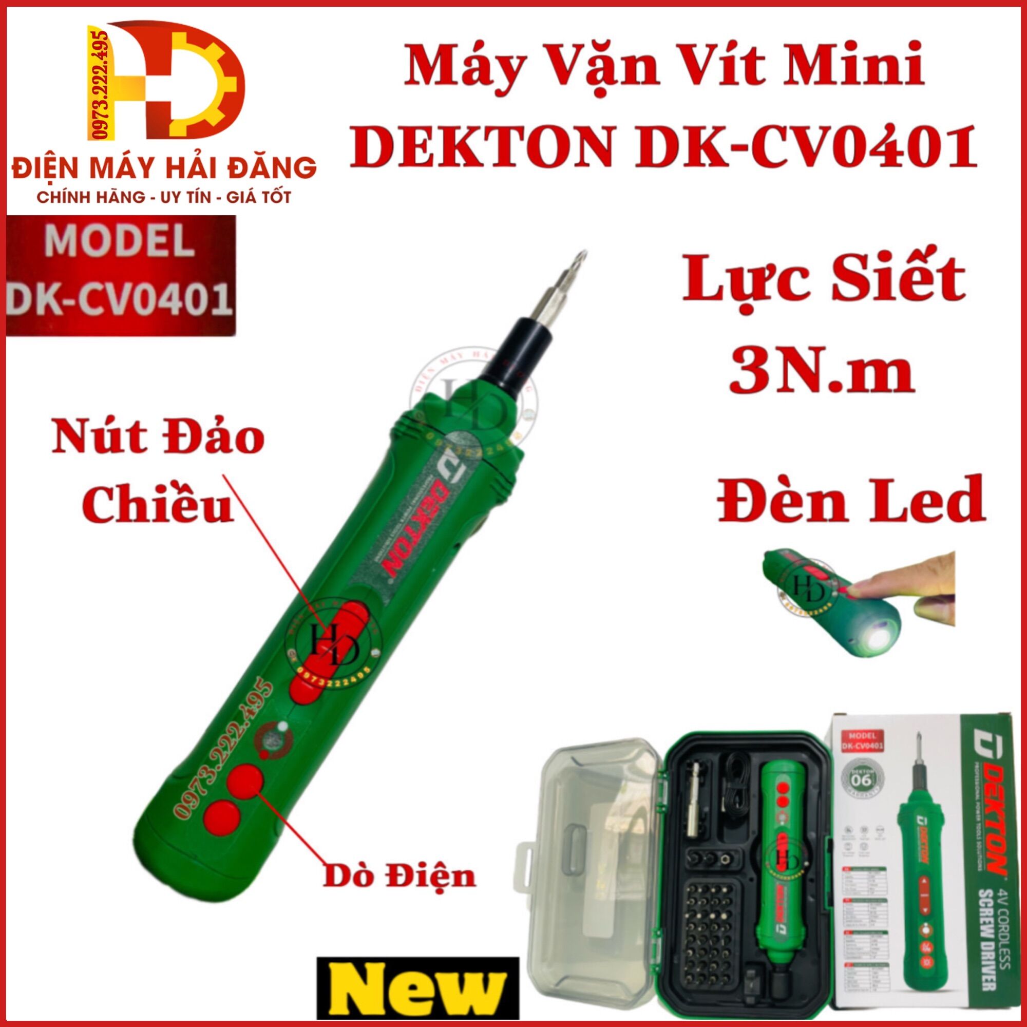 Máy vặn vít mini dekton dk-cv0401 kèm 38 phụ kiện - sạc tích điện - 4v-2000mah.bảo hành 6 tháng
