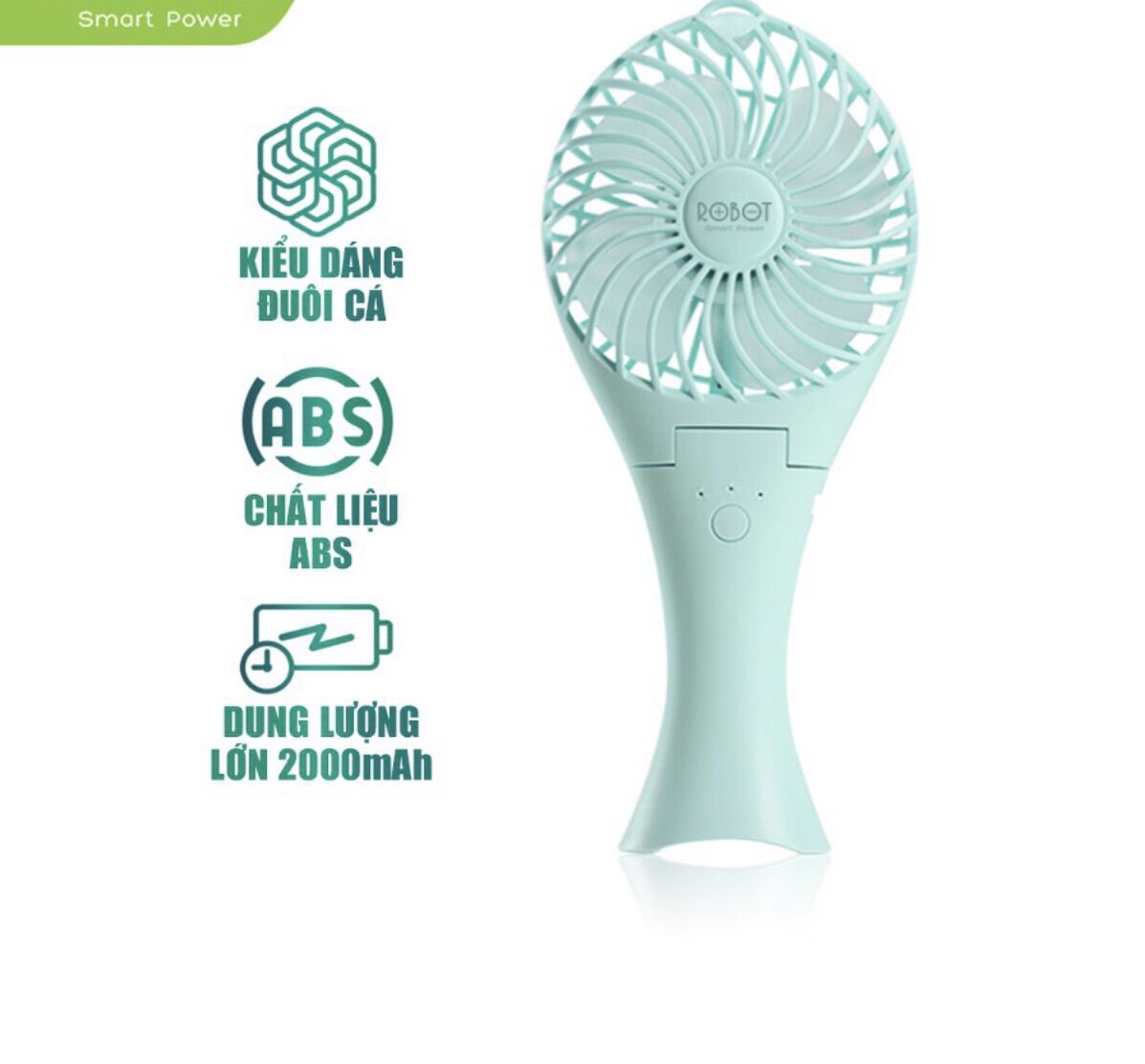 [HCM]Quạt Mini Cầm Tay ROBOT RT-BF07 Power Bank 2000mAh ( có thể làm sạc dự phòng cho điện thoại ) - hàng chính hãng