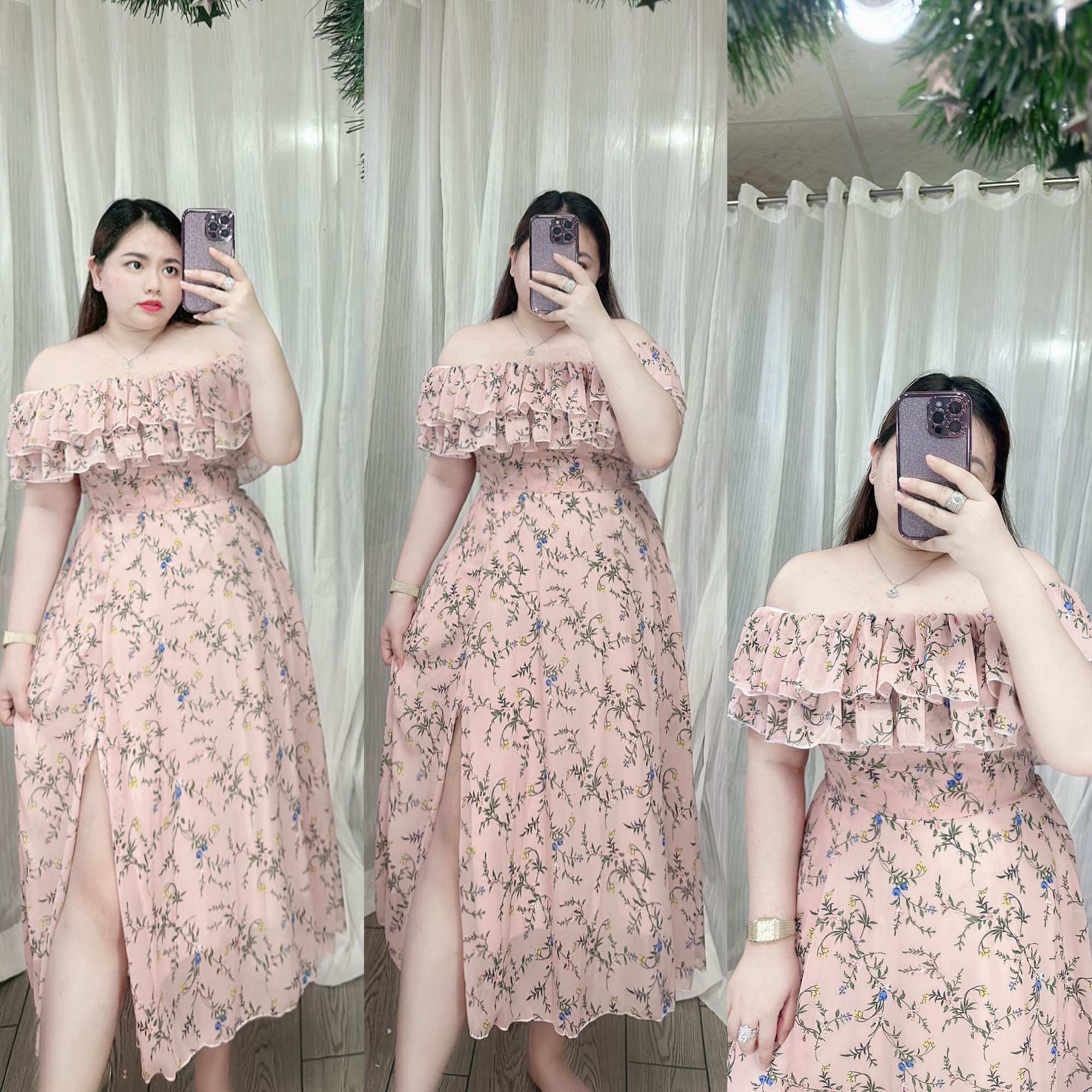 [Bigsize 60-85kg] Đầm voan xẻ tà