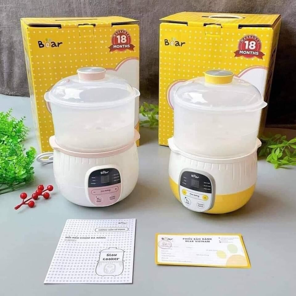 Nồi nấu cháo chậm Bear 0,8l phiên bản quốc tế, bảo hành chính hãng 18 tháng