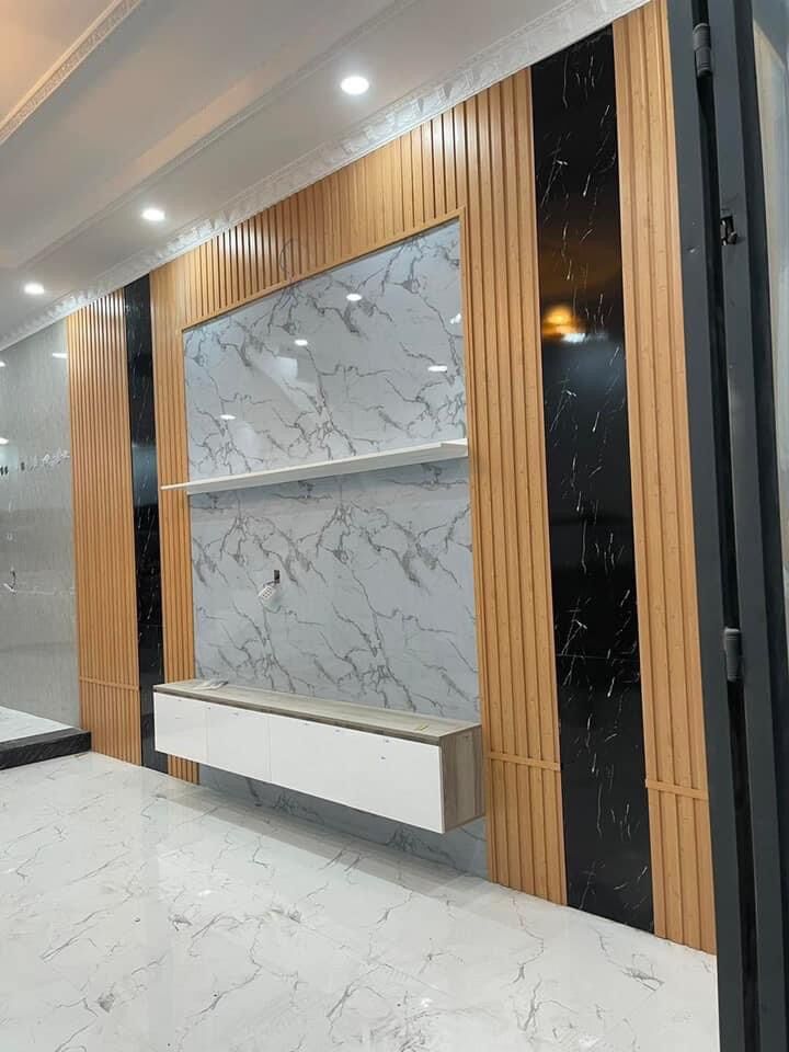 Tấm ốp tường PVC đen vân đá vân mây