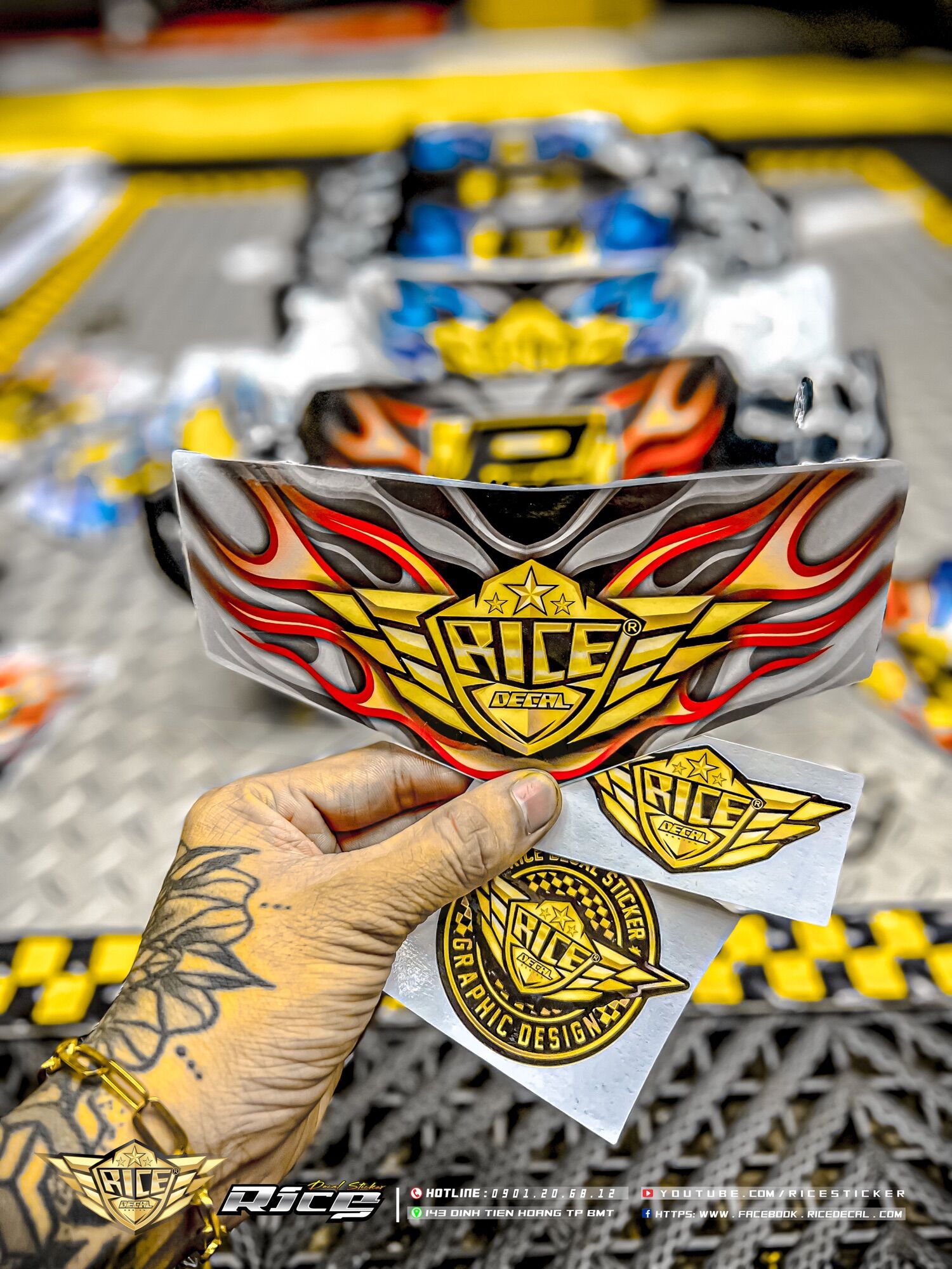 Tem dán đầu Sirius Hello Mẫu Lửa Ricedecal