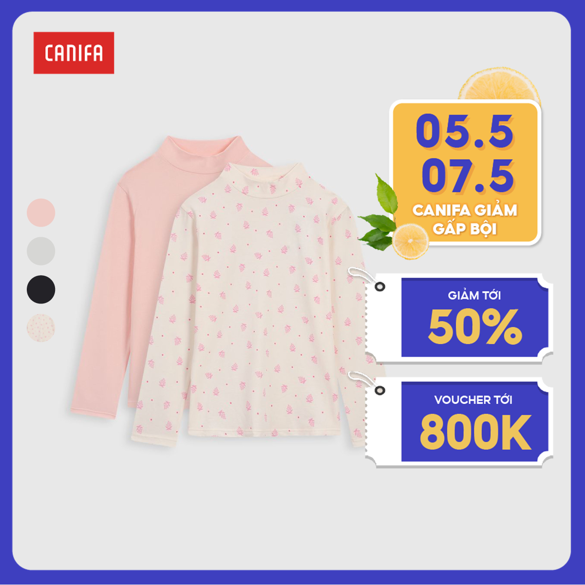 Pack 2 áo body bé gái canifa chất cotton co giãn, cổ 3 phân, 2 áo khác màu nhau 1is22w002